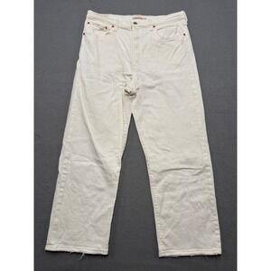 Levi's Jeans Women's 33 White Denim High Rise Button Fly Ribcage Straight Ankle